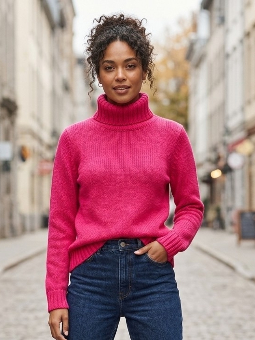 Boden Hot Pink Wool Blend Turtleneck Sweater